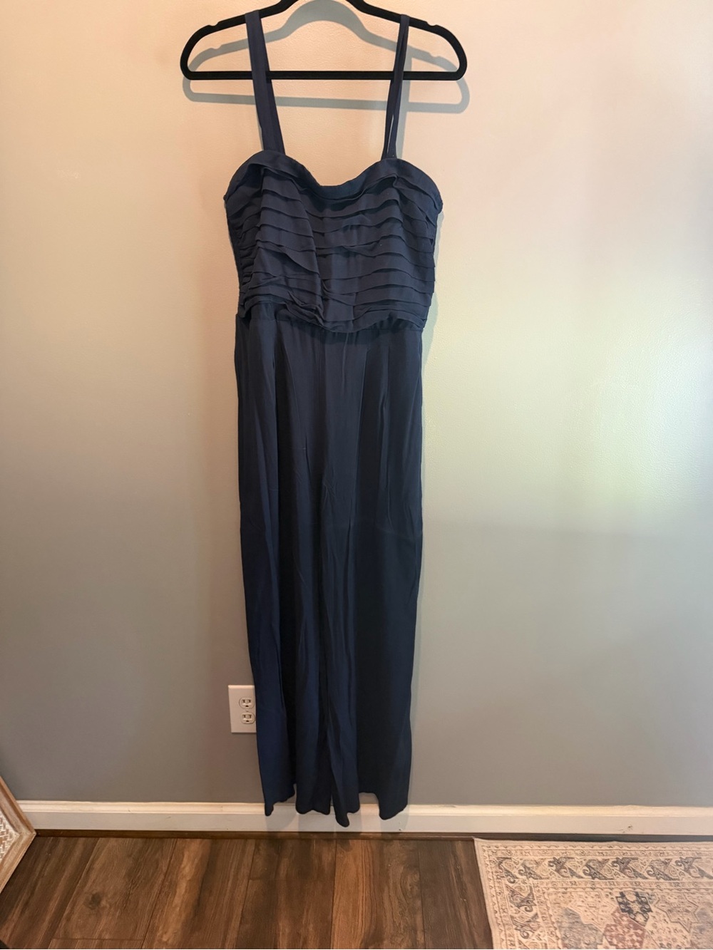 Eyeshadow Navy Ruffle Bodice Jumpsuit
